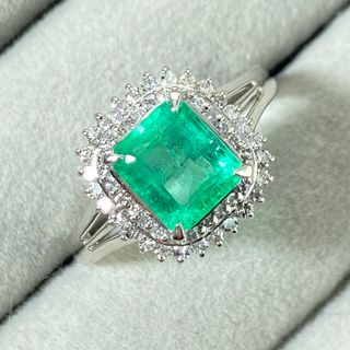 【24-1】エメラルド　ダイヤモンド　リングE1.34ct　D0.35ct(リング(指輪))