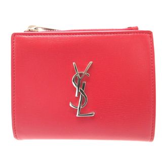 サンローラン(Saint Laurent)の新品同様 サンローラン パリ 538683 レザー レッド 赤 2つ折り財布 財布 0013【中古】SAINT LAURAENT PARIS(財布)