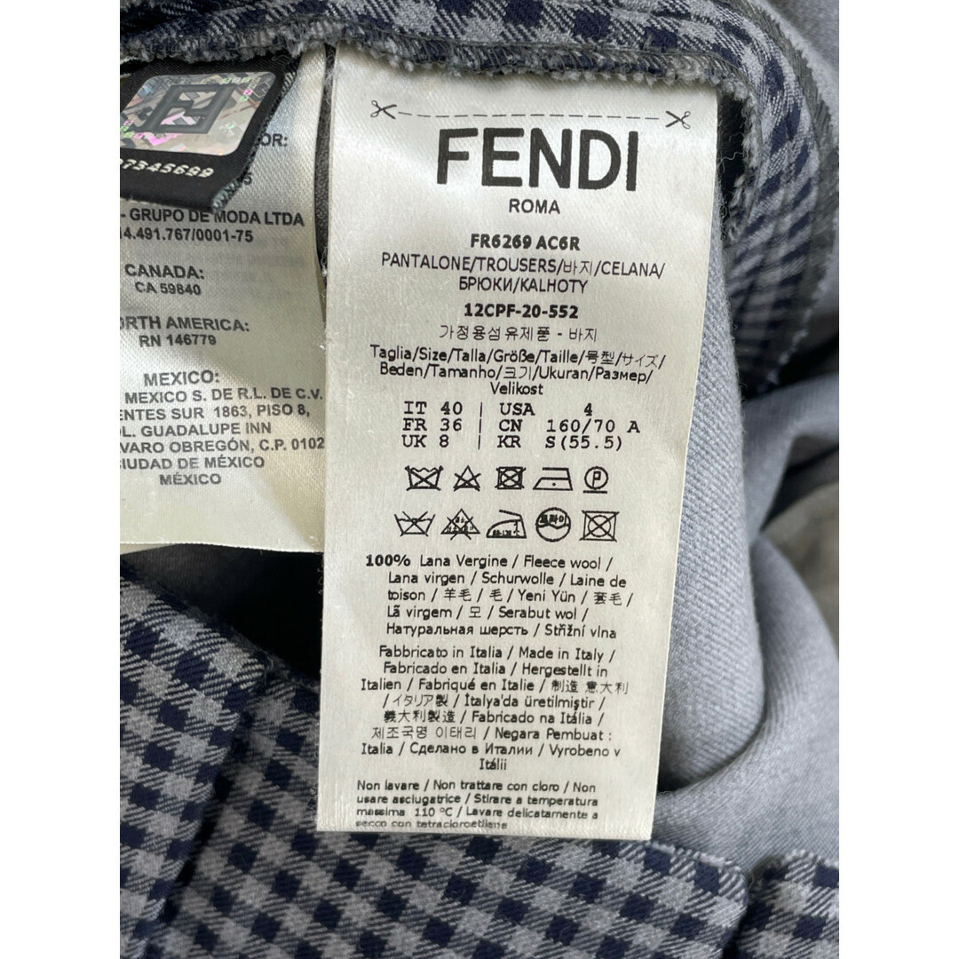 FENDI(フェンディ)のフェンディ ブラック×グレー 12CPF-20-552 チェック パンツ 40 レディースのパンツ(その他)の商品写真