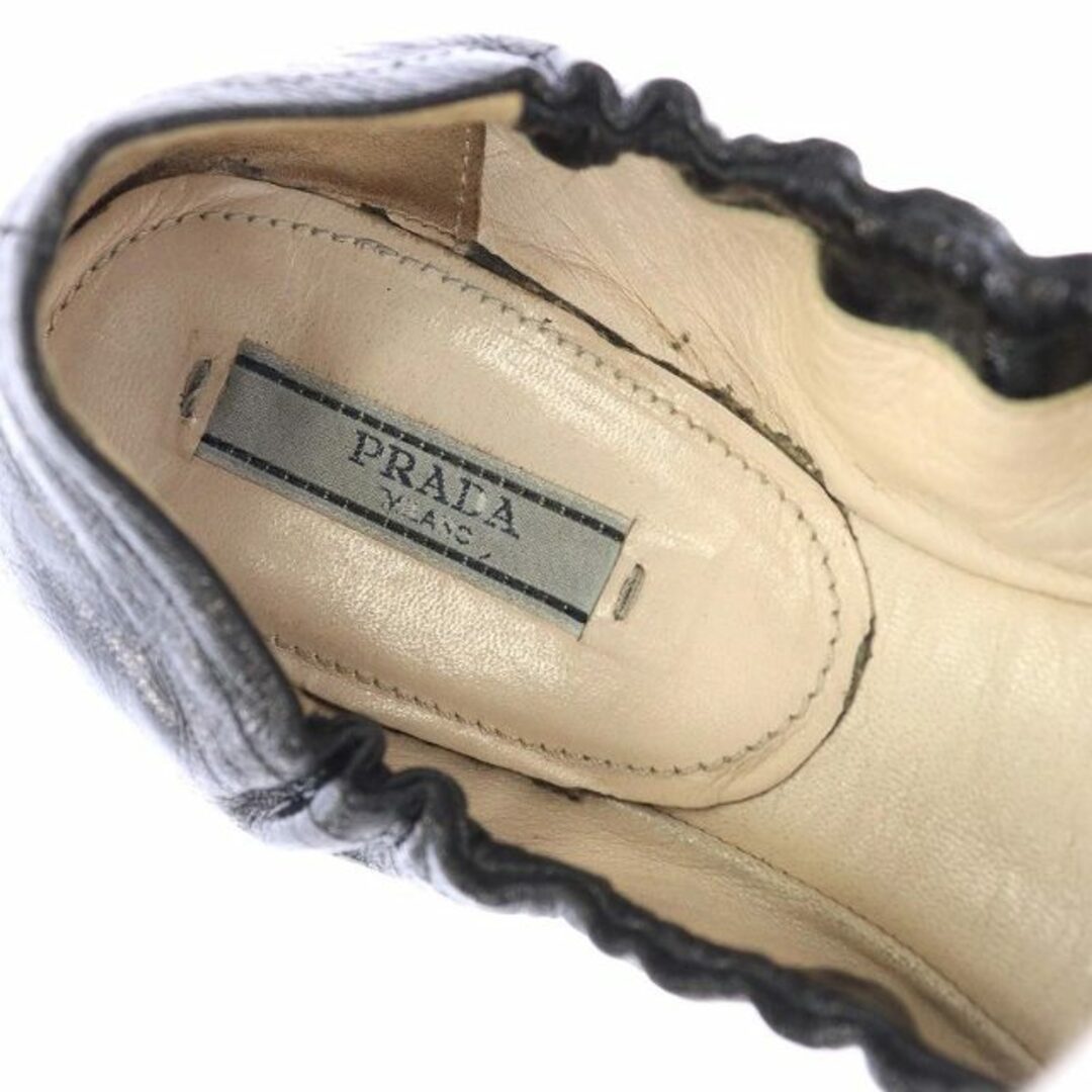 PRADA(プラダ)のプラダ バレエシューズ フラットシューズシューズ エナメル リボン 23cm 黒 レディースの靴/シューズ(バレエシューズ)の商品写真