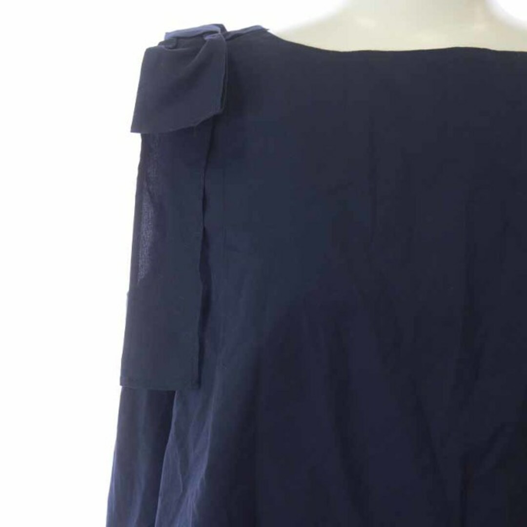 MACKINTOSH PHILOSOPHY(マッキントッシュフィロソフィー)のマッキントッシュフィロソフィー カットソー ノースリーブ リボン 38 M 紺 レディースのトップス(カットソー(半袖/袖なし))の商品写真