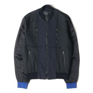 ランバン(LANVIN)のLANVIN ランバン ジャケット サイズ:44 ストレッチ レーヨン ジップ ブルゾン RMOU0016P15 L00500P15/1610 ブラック ネイビー 黒紺 アウター コート【メンズ】【中古】(ブルゾン)