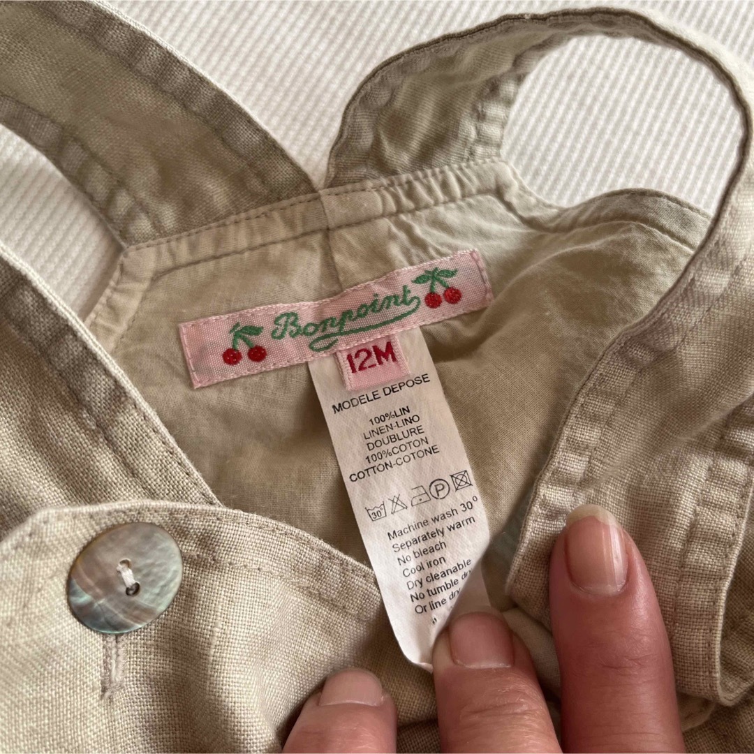 Bonpoint(ボンポワン)のボンポワン オーバーオール 12M 80cm キッズ/ベビー/マタニティのベビー服(~85cm)(パンツ)の商品写真