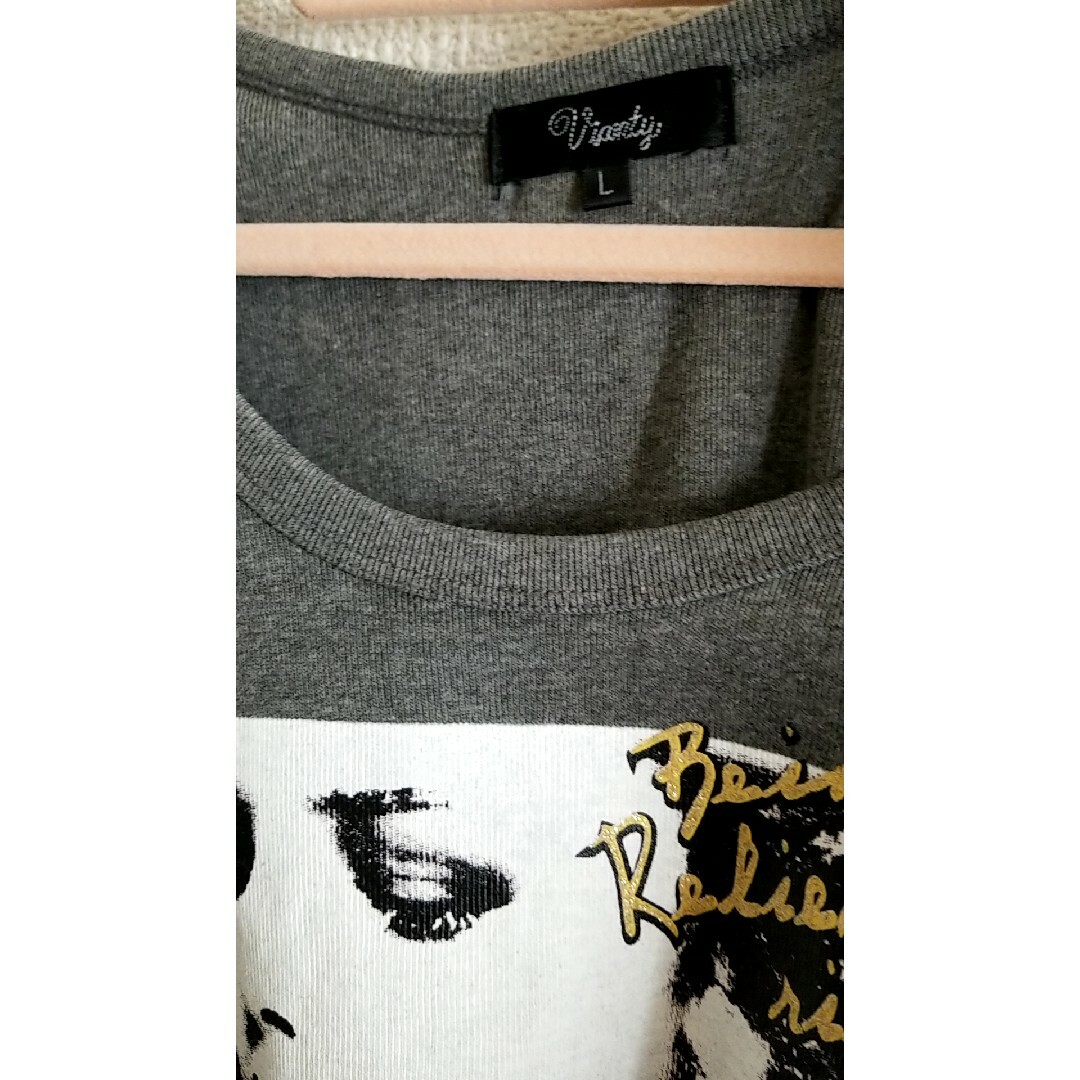 しまむら(シマムラ)のしまむら リブ プリントTシャツ 未使用 L レディースのトップス(Tシャツ(半袖/袖なし))の商品写真