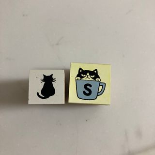 【中古】猫　イニシャルスタンプＳ、目印スタンプ(その他)