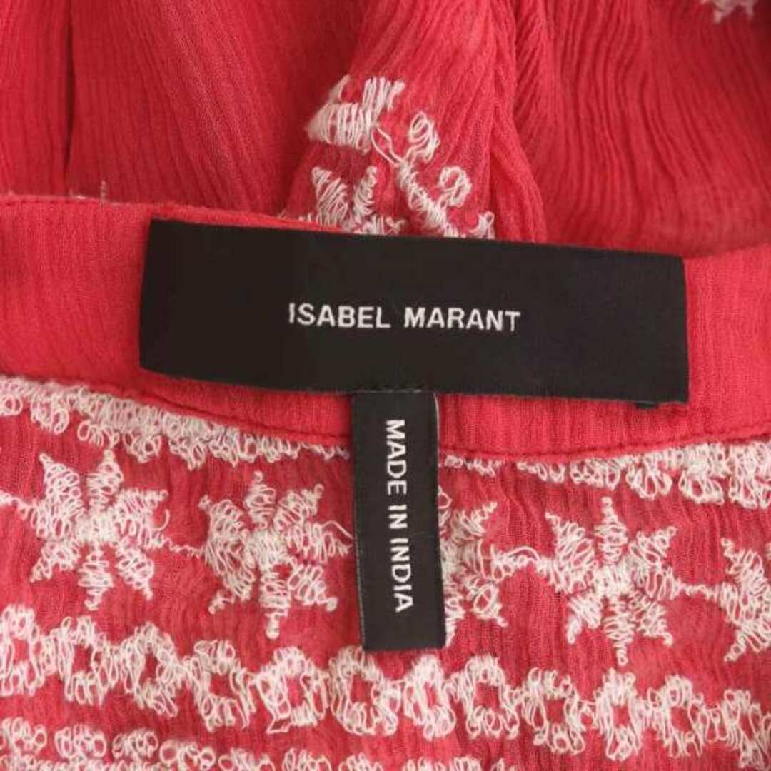 Isabel Marant(イザベルマラン)のイザベルマラン 長袖ブラウス 刺繍 シアー シルク 34 赤 レッド レディースのトップス(シャツ/ブラウス(長袖/七分))の商品写真