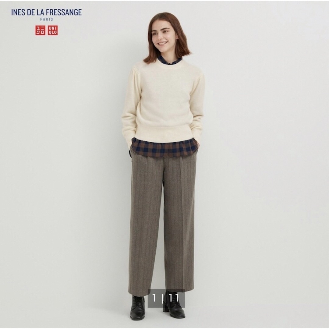 UNIQLO(ユニクロ)のUNIQLO ツイードタックワイドパンツ　未使用 レディースのパンツ(その他)の商品写真