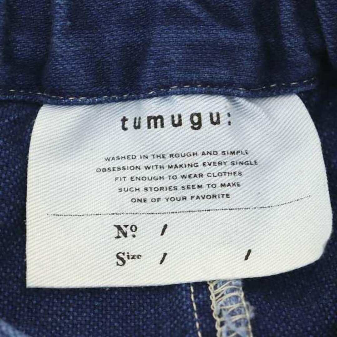 tumugu(ツムグ)のツムグ ワイドパンツ デニム クロップド カットオフ F インディゴブルー レディースのパンツ(デニム/ジーンズ)の商品写真