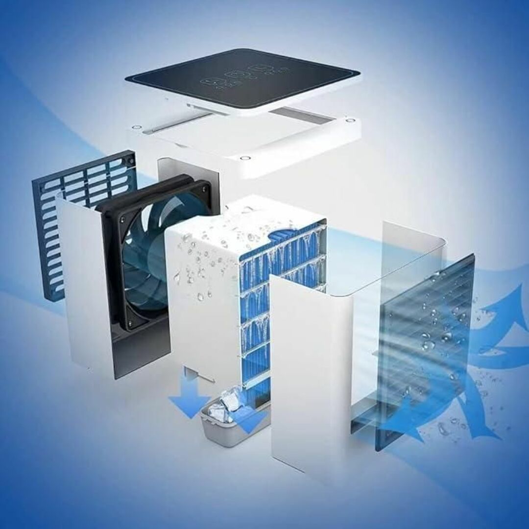 冷風機 冷風扇 タッチスクリーン 空気浄化 加湿 冷却機能 省エネ ミニエアコン スマホ/家電/カメラの冷暖房/空調(サーキュレーター)の商品写真