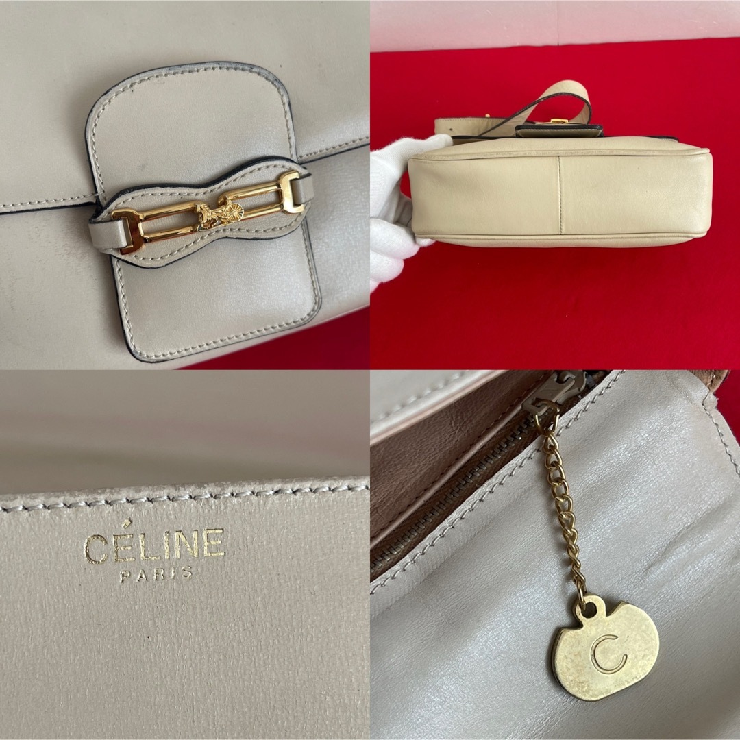 celine(セリーヌ)のCELINE セリーヌ　ヴィンテージ ショルダーバッグ　レザー　アイボリー レディースのバッグ(ショルダーバッグ)の商品写真