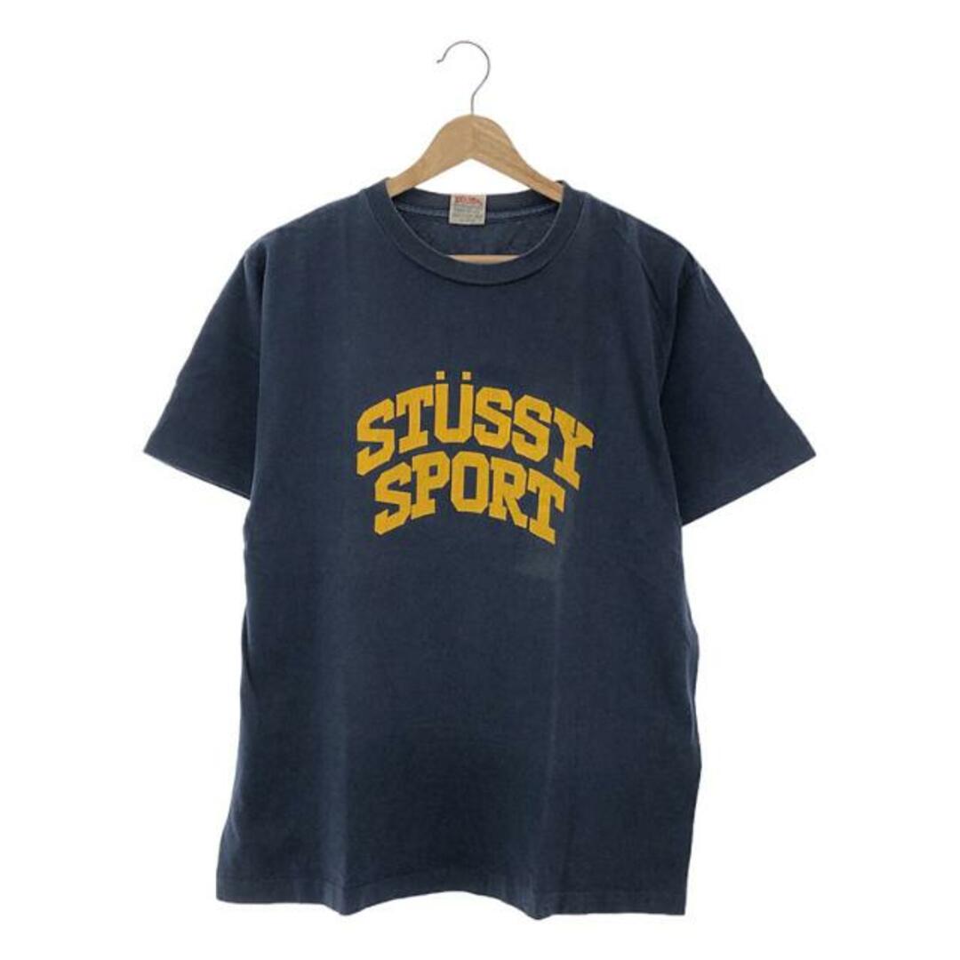 STUSSY / ステューシー | 90s ヴィンテージ USA製 白タグ ロゴプリント Tシャツ | M | ネイビー | メンズトップス