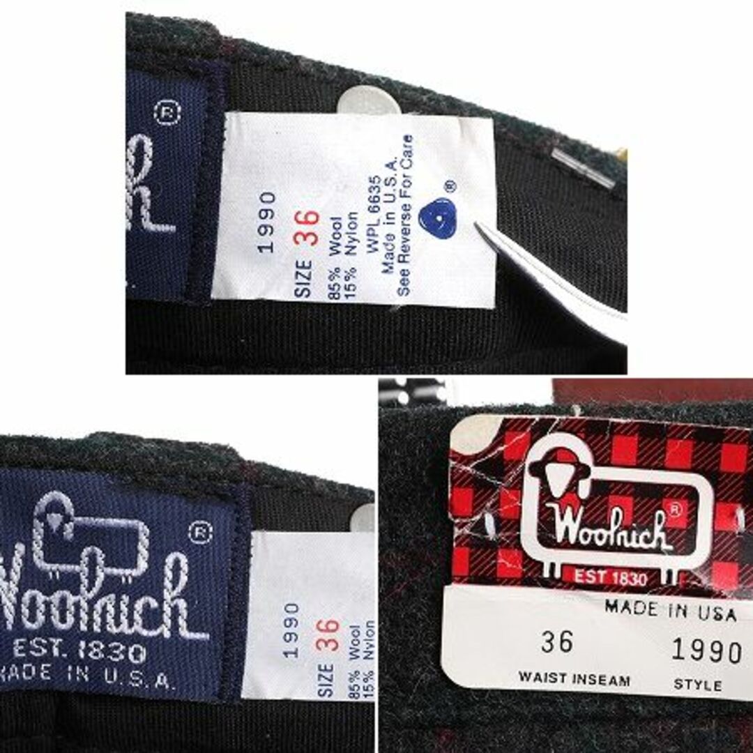 WOOLRICH(ウールリッチ)のデッドストック 80s USA製 ウールリッチ メルトン ウール パンツ メンズ 36 / ヴィンテージ ヘビーウール スラックス ストレート チェック メンズのパンツ(スラックス)の商品写真