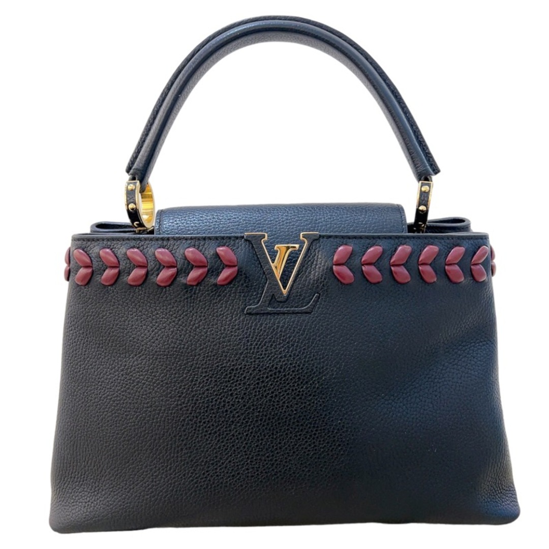 ルイ・ヴィトン LOUIS VUITTON カプシーヌMM M54881 ブラック ボルドー ゴールド金具  レザー レディース ハンドバッグフラップ内側