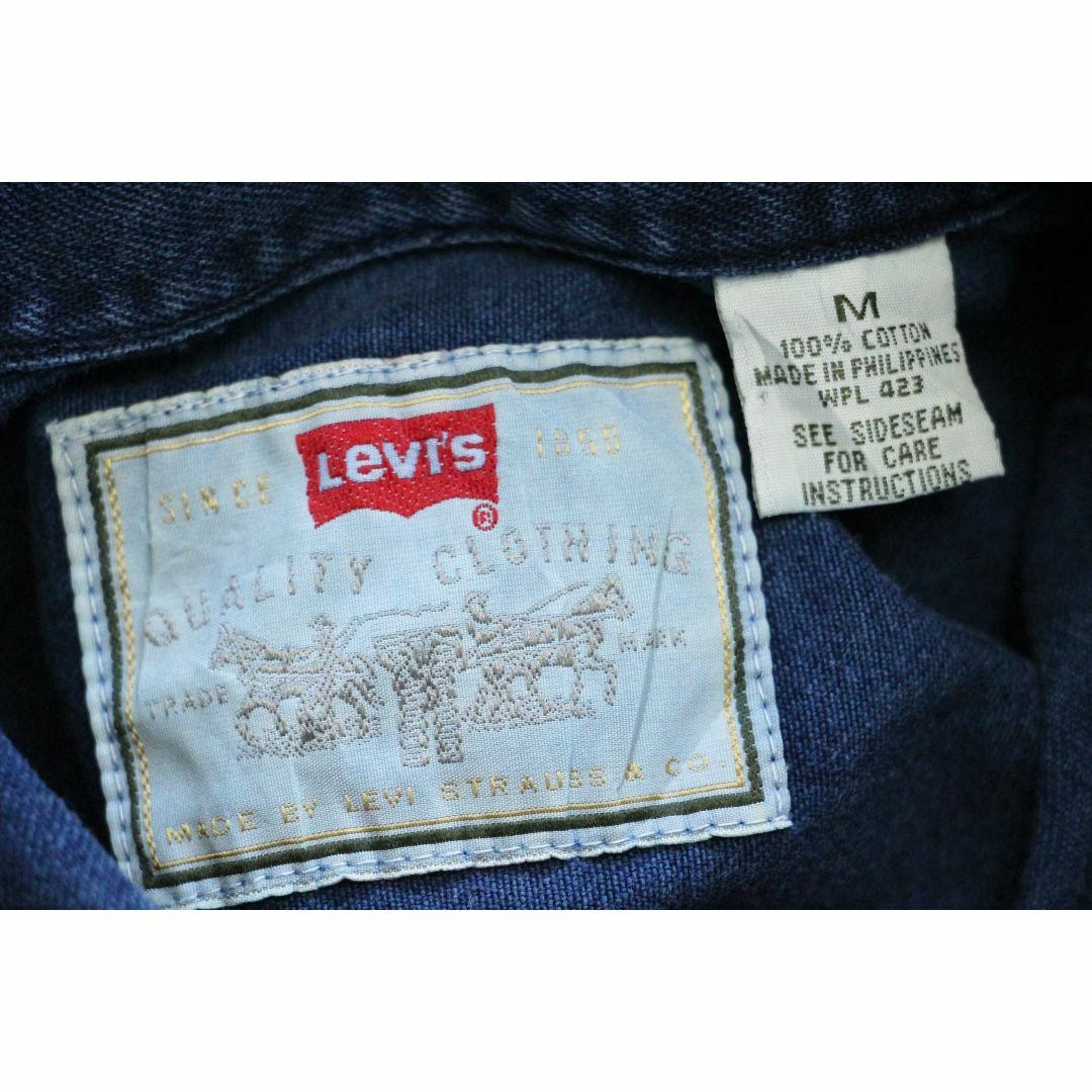 Levi's(リーバイス)の90s Levi'sリーバイス ボタンダウン カラーデニムシャツ 後染め 紺★オールド ビンテージ コットン ダンガリー ネイビー オーバーサイズ メンズのトップス(シャツ)の商品写真