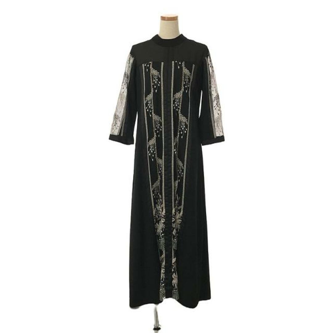 【美品】  MURRAL / ミューラル | 2021SS | Framed flower dress フラワー レース エンブロイダリー ドレス ワンピース | 1 | ブラック | レディースロングワンピース/マキシワンピース