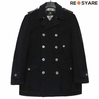 バーバリー(BURBERRY)の良品 BURBERRY BLACK LABEL バーバリー ブラックレーベル ウール ノバチェック ダブルブレスト Pコート ピーコート ジャケット 46178(ピーコート)