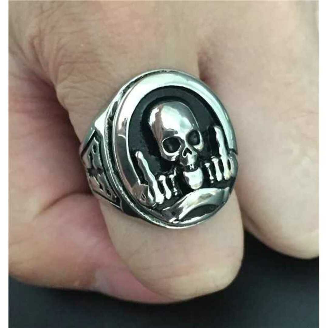 FUCK 髑髏 シルバー スカル パンク リング 指輪 18号 メンズのアクセサリー(リング(指輪))の商品写真