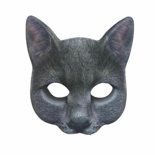 キャット 半顔 猫 マスク パーティーグッズ 変顔 お面 覆面 衣装 仮面 黒(小道具)