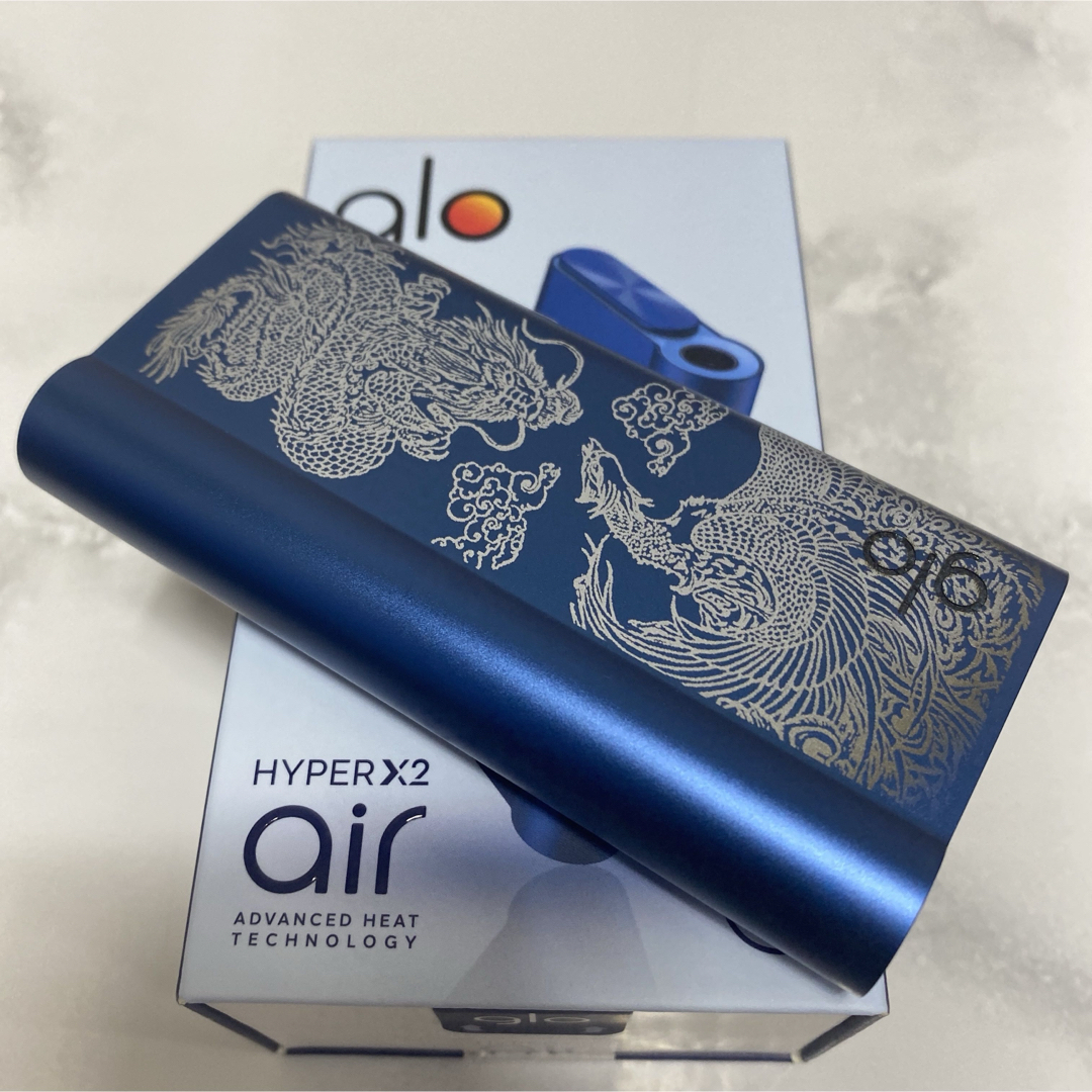 glo(グロー)の龍 鳳凰 加工 glo hyper air グローハイパー本体 オーシャンブルー メンズのファッション小物(タバコグッズ)の商品写真