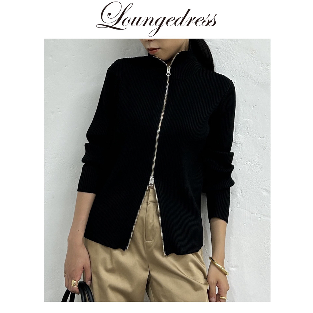 Loungedress(ラウンジドレス)の新品　Loungedress  ラウンジドレス　ハイネックZIPニット　ブラック レディースのトップス(ニット/セーター)の商品写真