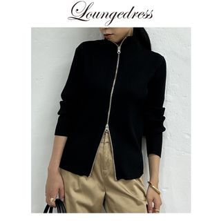 ラウンジドレス(Loungedress)の新品　Loungedress  ラウンジドレス　ハイネックZIPニット　ブラック(ニット/セーター)