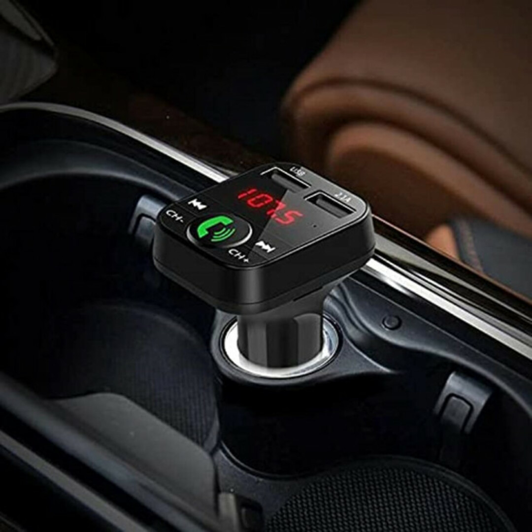 FMトランスミッターBluetooth ハンズフリー通話　USB充電ポート付き 自動車/バイクの自動車(車内アクセサリ)の商品写真