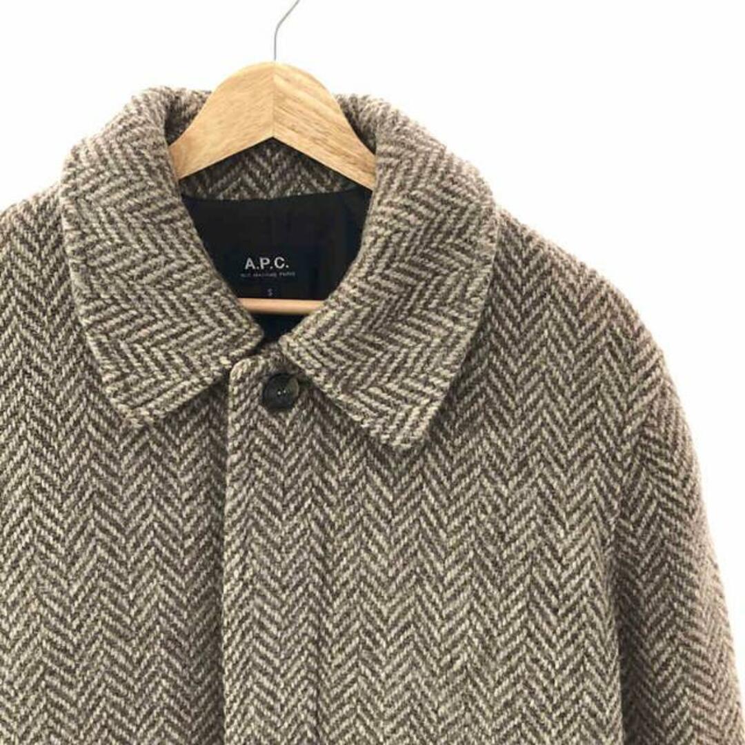 A.P.C. ヘリンボーン　ステンカラーコート(チェスターコート)中綿ポリエステル100%