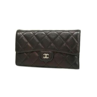 シャネル(CHANEL)の★最終価格 【3de4172】シャネル 三つ折り財布/マトラッセ/ラムスキン/ブラック/シルバー金具 【中古】 レディース(財布)