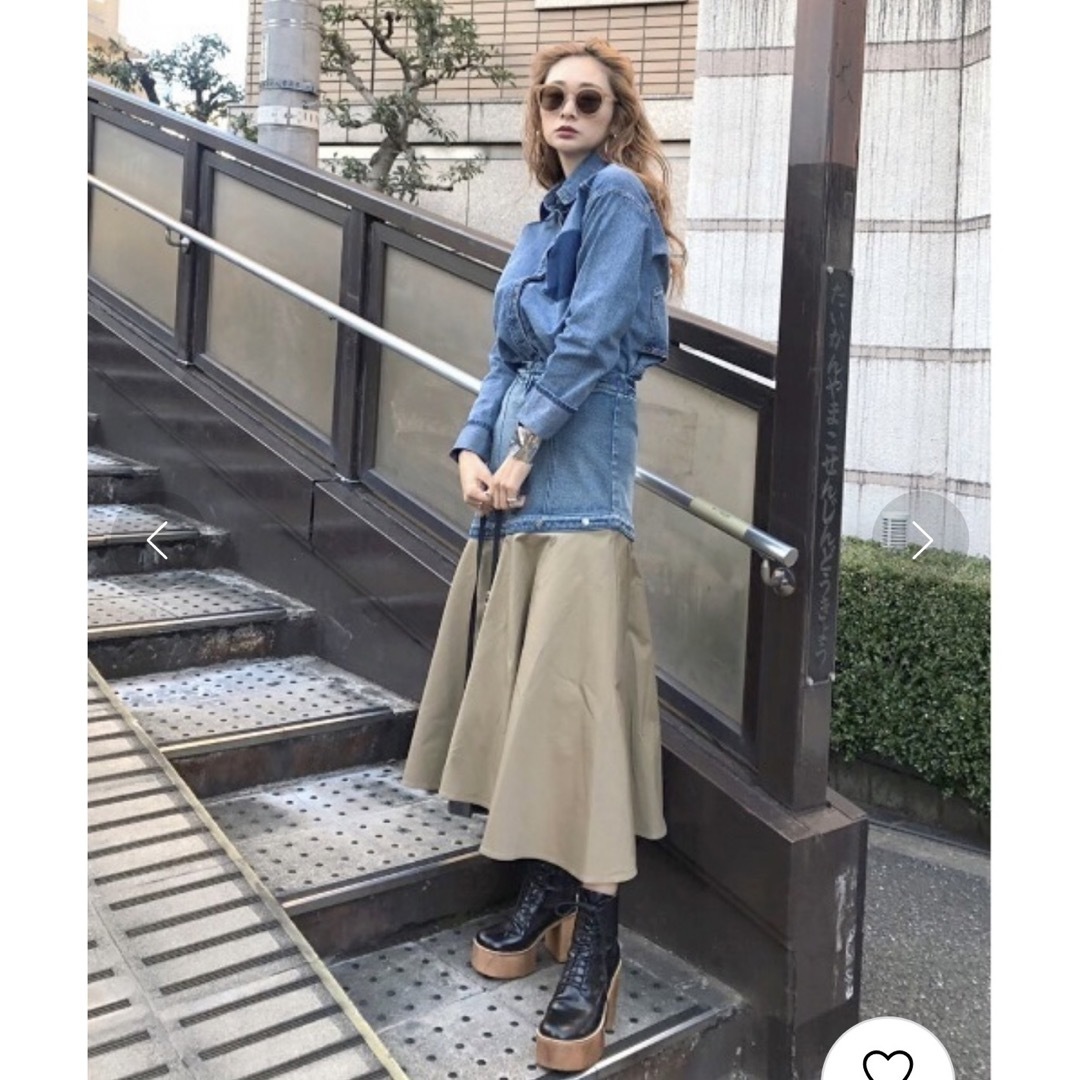 ameri FLOWING LINE DENIM SKIRT デニムスカート