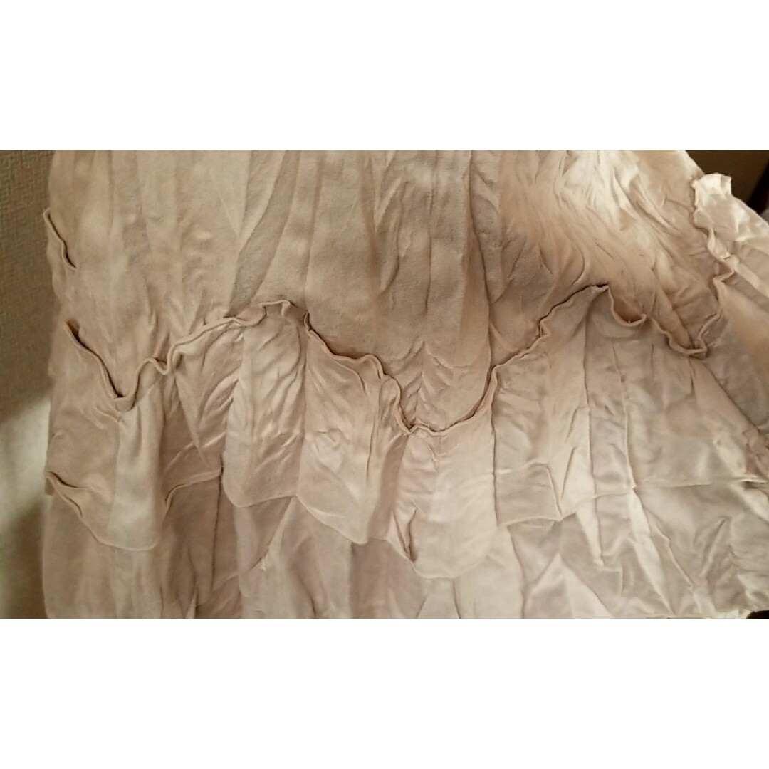 スエードタッチ シワ加工 ティアードスカー レディースのスカート(ひざ丈スカート)の商品写真