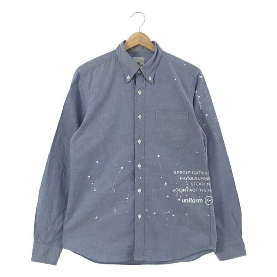 uniform experiment(ユニフォームエクスペリメント)のuniform experiment / ユニフォームエクスペリメント | DRIPPING B.D SHIRT / ドリッピング ボタンダウン シャツ | 2 | サックス | メンズ メンズのトップス(Tシャツ/カットソー(七分/長袖))の商品写真