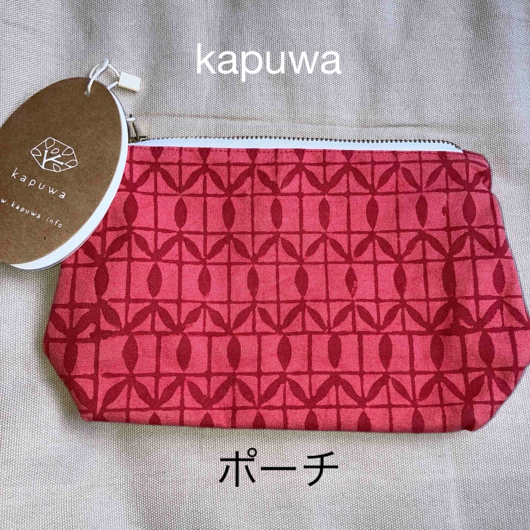 新品未使用☆kapuwaカプワ　コットンポーチ(red) レディースのファッション小物(ポーチ)の商品写真