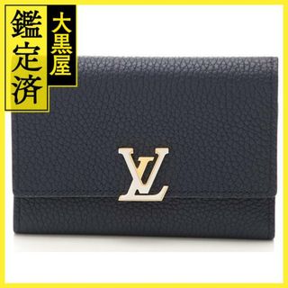 ルイヴィトン(LOUIS VUITTON)のルイヴィトン カプシーヌコンパクト フラワー ネイビー トリヨンレザー【434】(財布)