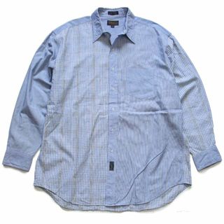 チャップス(CHAPS)の90s CHAPS ラルフローレン クレイジーパターン チェック×ストライプ ボタンダウン コットンシャツ 17★特大 オールド オーバーサイズ(シャツ)