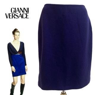 ジャンニヴェルサーチ(Gianni Versace)のGIANNI VERSACE VINTAGE 90s イタリア製 ニットスカート(ひざ丈スカート)