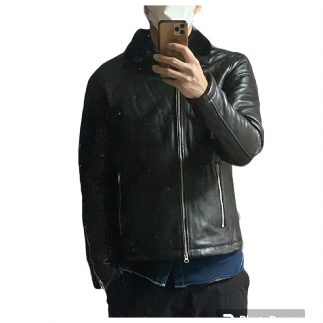 美シルエット【RIDEZ】ボアダブルライダース メンズのジャケット/アウター(レザージャケット)の商品写真