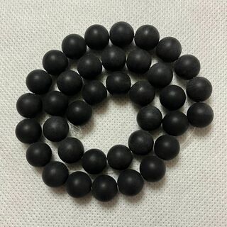 フロストブラックオニキス　天然石ビーズ　10mm　半連(各種パーツ)