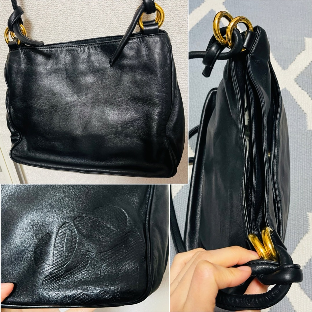LOEWE - 美品 ロエベ ヴィンテージ レザー ショルダーバッグ 大 LOEWE - 美品 ロエベ ヴィンテージ レザー ショルダーバッグ 大