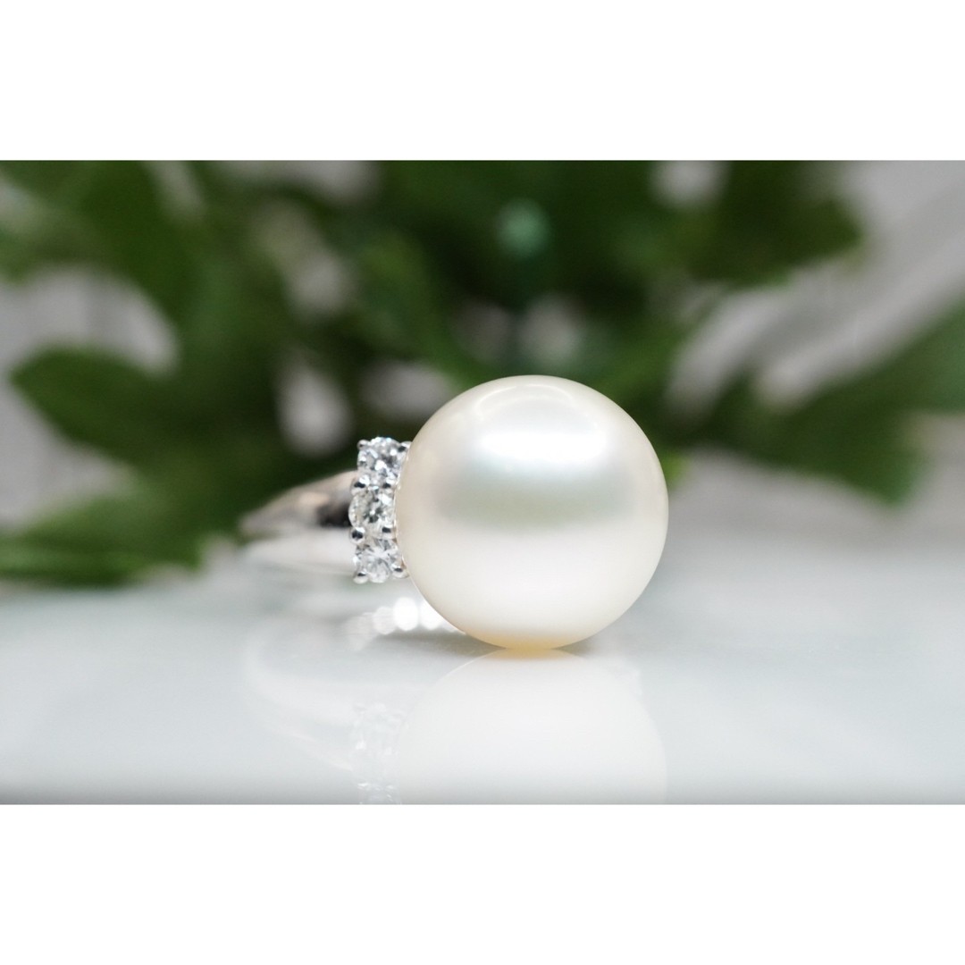 天然 真珠 パール リング ダイヤモンド リング レディースのアクセサリー(リング(指輪))の商品写真