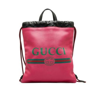 グッチ(Gucci)の美品 グッチ ドローストリング リュック ナップサック バックパック 523586 レザー レディース GUCCI 【228-30324】(リュック/バックパック)