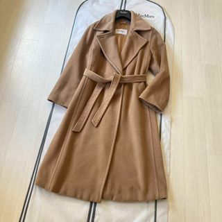 極美品 MaxMara 32万 最高級ロングベルテッドコート 白タグ カシミヤ