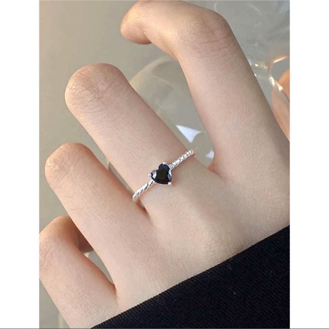 オニキスブラッククォーツリング シルバー ビジュー 指輪 フリーサイズ 上品 レディースのアクセサリー(リング(指輪))の商品写真