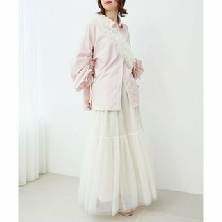 マジェスティックレゴン(MAJESTIC LEGON)の【アイボリー】ボリュームチュールスカート(ロングスカート)