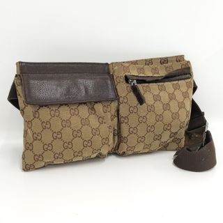 グッチ(Gucci)のGUCCI ウエストバッグ ボディバッグ GGキャンバス ブラウン 28566(ボディーバッグ)