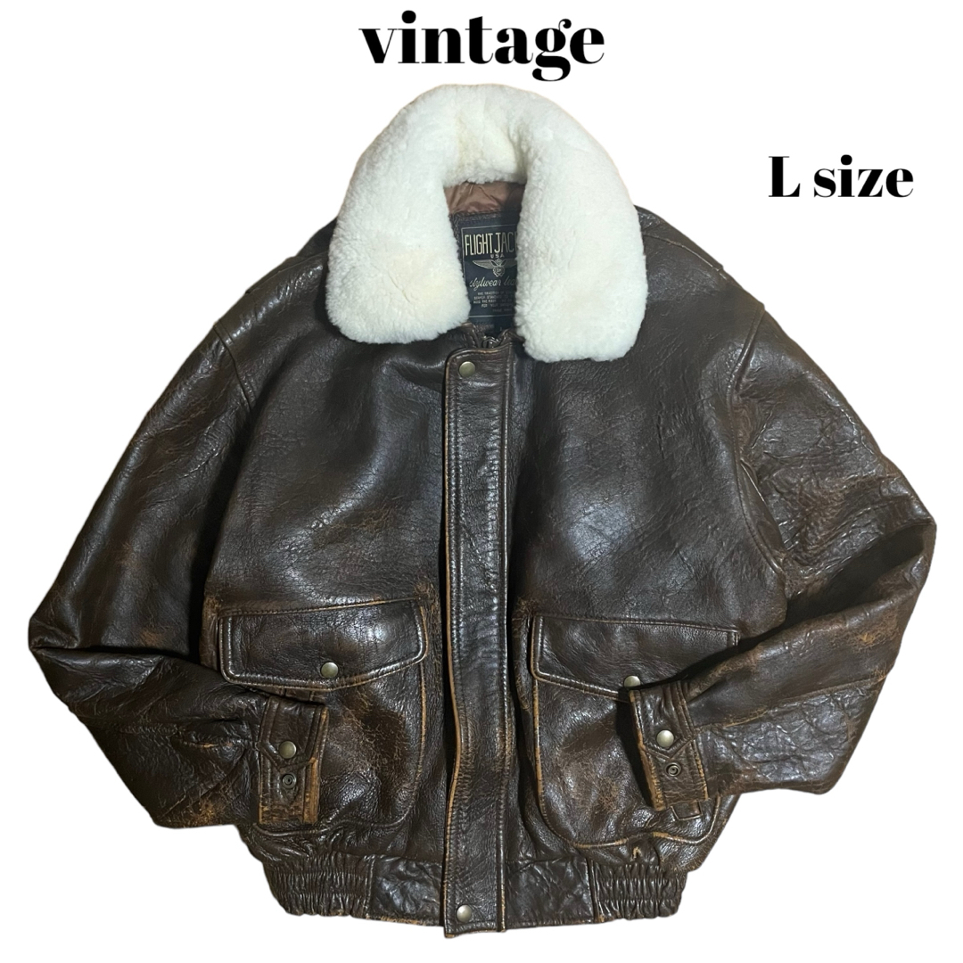 VINTAGE(ヴィンテージ)の激渋 vintage 羊革 フライトジャケット ラムレザージャケット メンズのジャケット/アウター(フライトジャケット)の商品写真