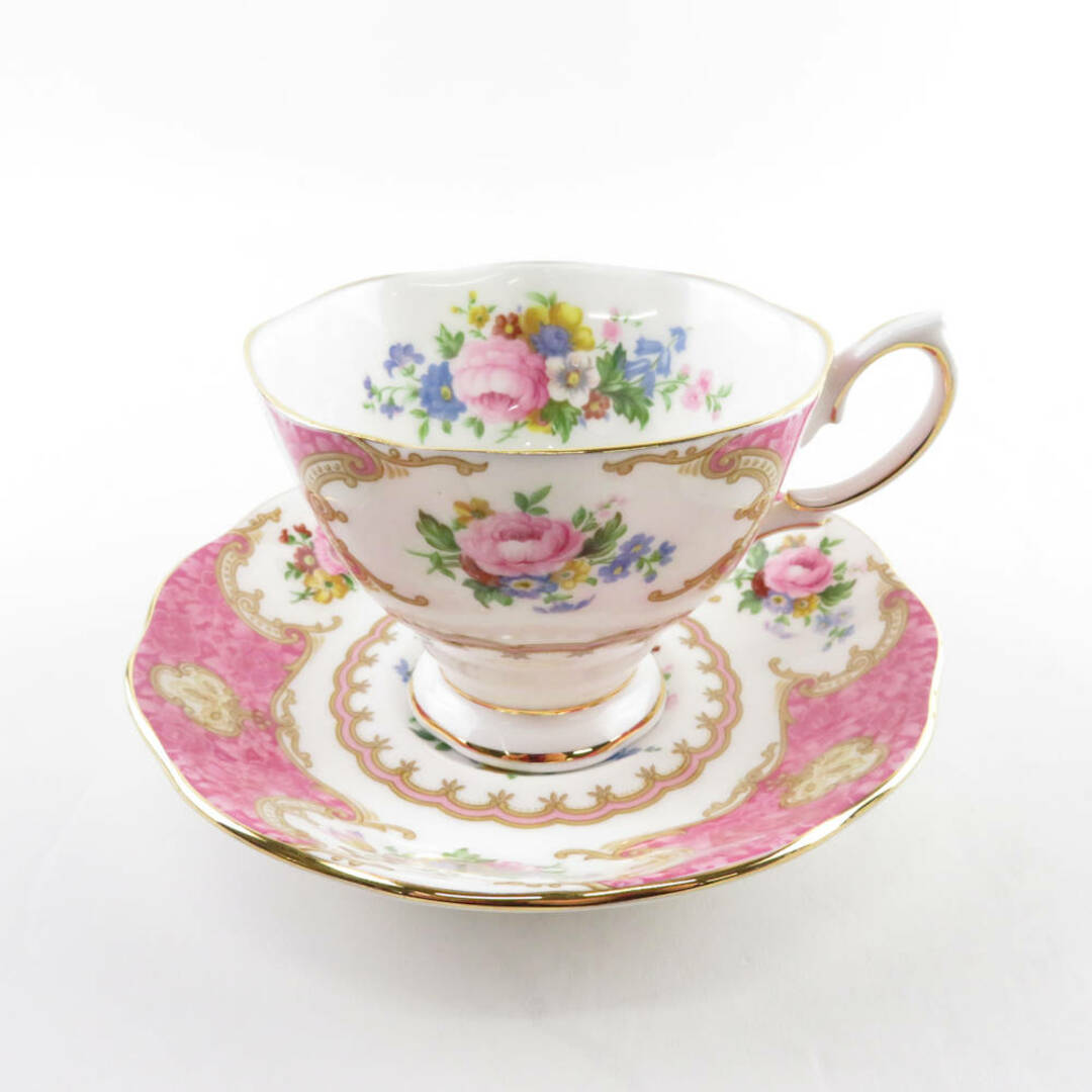 ROYAL ALBERT(ロイヤルアルバート)の美品 ROYAL ALBERT ロイヤルアルバート レディーカーライル ティーカップ＆ソーサー 1客 英国 花 フラワー SY7867G  インテリア/住まい/日用品のキッチン/食器(グラス/カップ)の商品写真