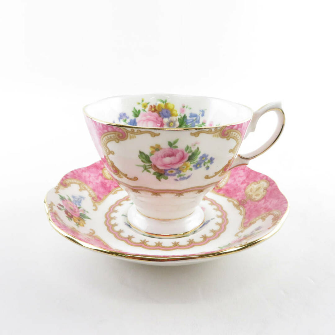 ROYAL ALBERT(ロイヤルアルバート)の美品 ROYAL ALBERT ロイヤルアルバート レディーカーライル ティーカップ＆ソーサー 1客 英国 花 フラワー SY7868G  インテリア/住まい/日用品のキッチン/食器(グラス/カップ)の商品写真