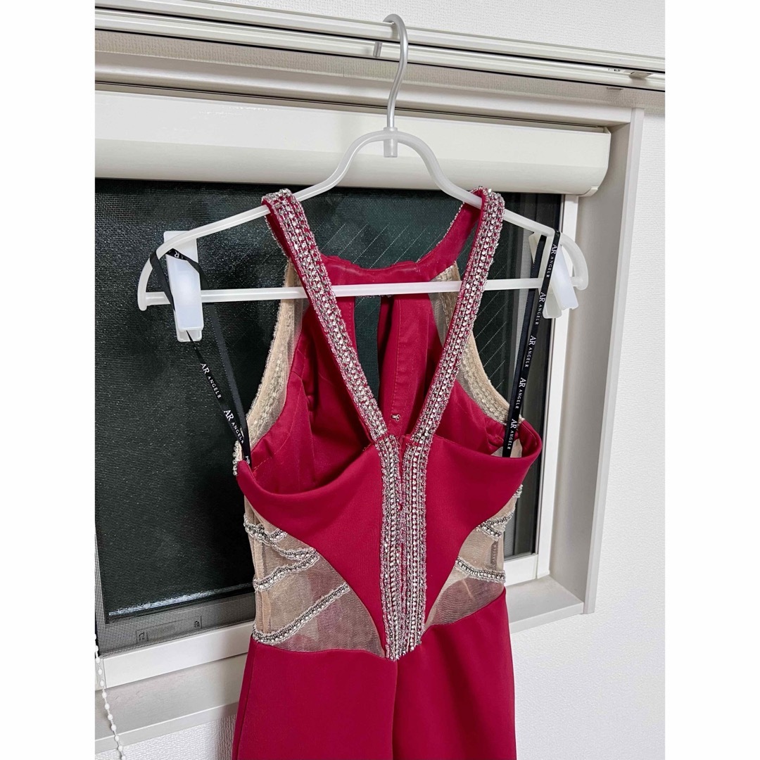 AngelR(エンジェルアール)のエンジェルアール　ビジュー　ホルターネック　アシメドレス　レッド　Sサイズ レディースのフォーマル/ドレス(ナイトドレス)の商品写真