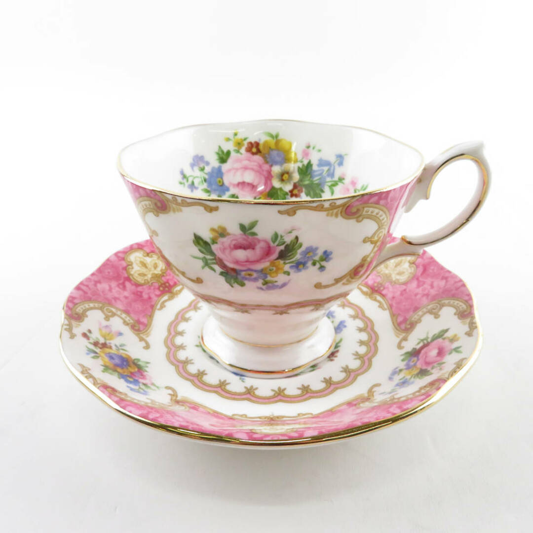 ROYAL ALBERT(ロイヤルアルバート)の美品 ROYAL ALBERT ロイヤルアルバート レディーカーライル ティーカップ＆ソーサー 1客 英国 花 フラワー SY7869G  インテリア/住まい/日用品のキッチン/食器(グラス/カップ)の商品写真