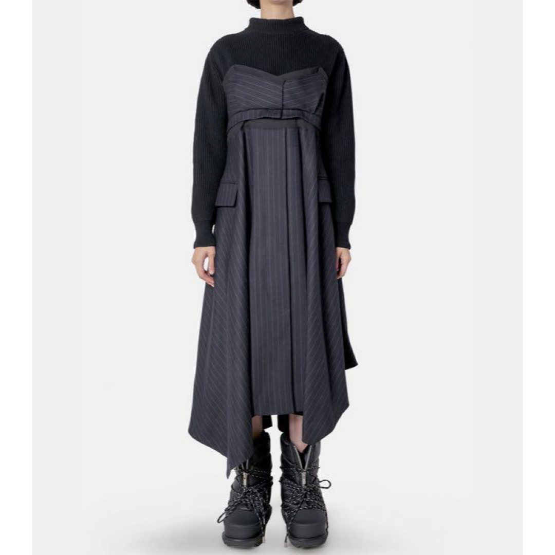 レディース限定価格価格sacai Wool Knit Chalk Stripe Dress